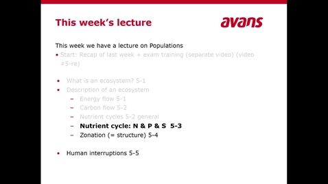 Thumbnail for Ecology lecture 5 Ecosystems - 5-3 Nutrient cycles