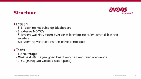 Thumbnail for 2 deel van Introductie op de module - Quiz