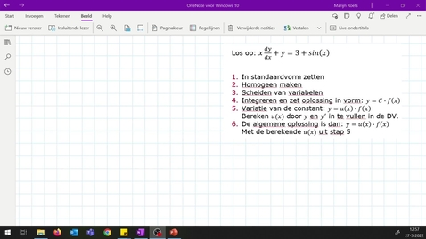 Thumbnail for V11 - 1e orde lineaire DV zonder constante coëfficiënten stappenplan VB2