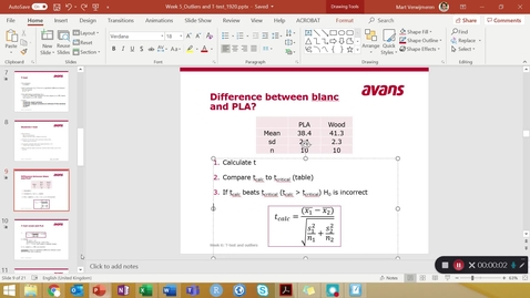 Thumbnail for Stat week 5 - Tutorial 2b - T-test (comparing two means - short version)