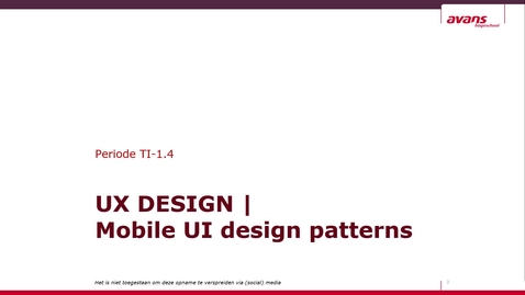 Thumbnail for TI-1.4  - UXD - WS3 - Mobile UI Design Patterns