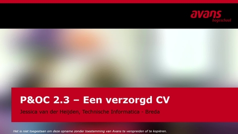 Thumbnail for P&amp;OC2.3 Een verzorgd CV