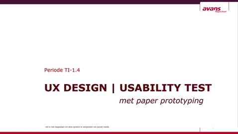 Thumbnail for TI-1.4  UXD - Usability test met paper prototyping