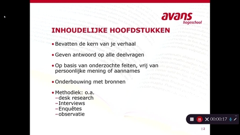 Thumbnail for Inhoudelijke hoofdstukken in een zakelijk verslag Avans ADGO 2020