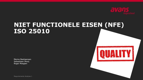 Thumbnail for 3 NFE en ISO25010 - introductie