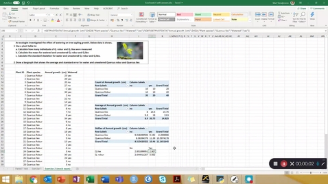 Thumbnail for Statistics week 6 - pivot table, bargraph