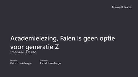 Thumbnail for Academielezing, Falen is geen optie voor generatie Z