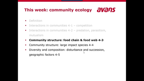 Thumbnail for Ecology lecture 4 Communities, video 4-3 Food chain and food web
