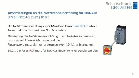 Vorschaubild für Welche Farbe muss der Griff des Hauptschalters an einer Maschine haben? Schwarz/grau oder rot/gelb?
